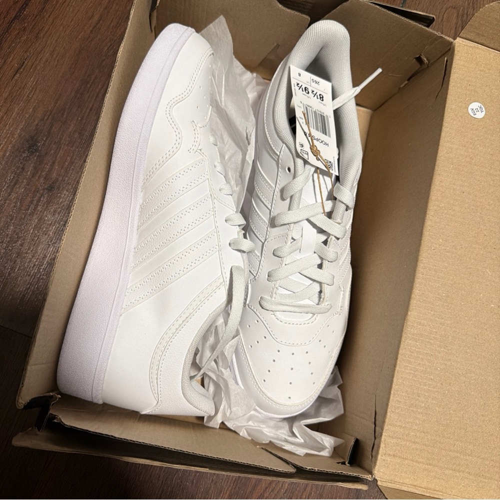 Adidas Hoops 4.0 Basketball Shoes Unisex Men's 8.5 / Women's 9.5 Cloud White - Picture 2 of 5